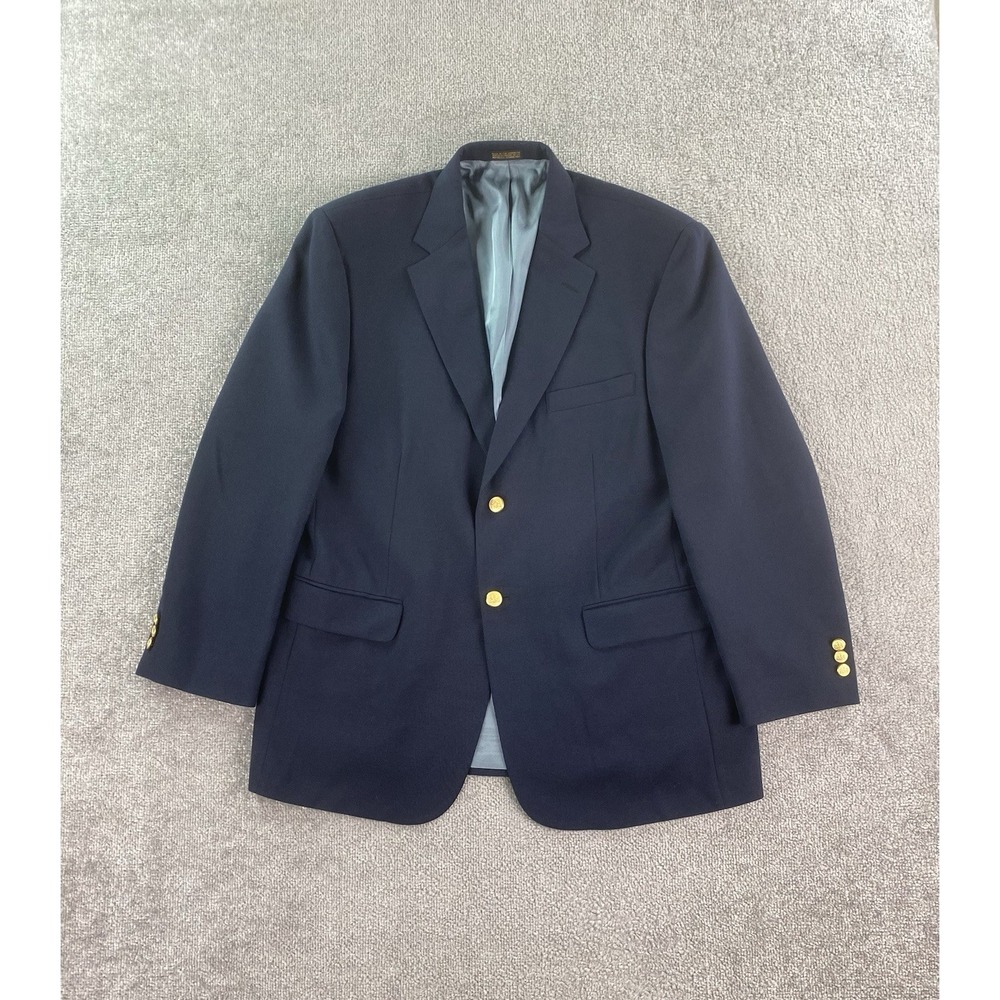 Vintage Stafford Blazer 42R Blue Wool Hopsack Gold Button Ivy League Classic